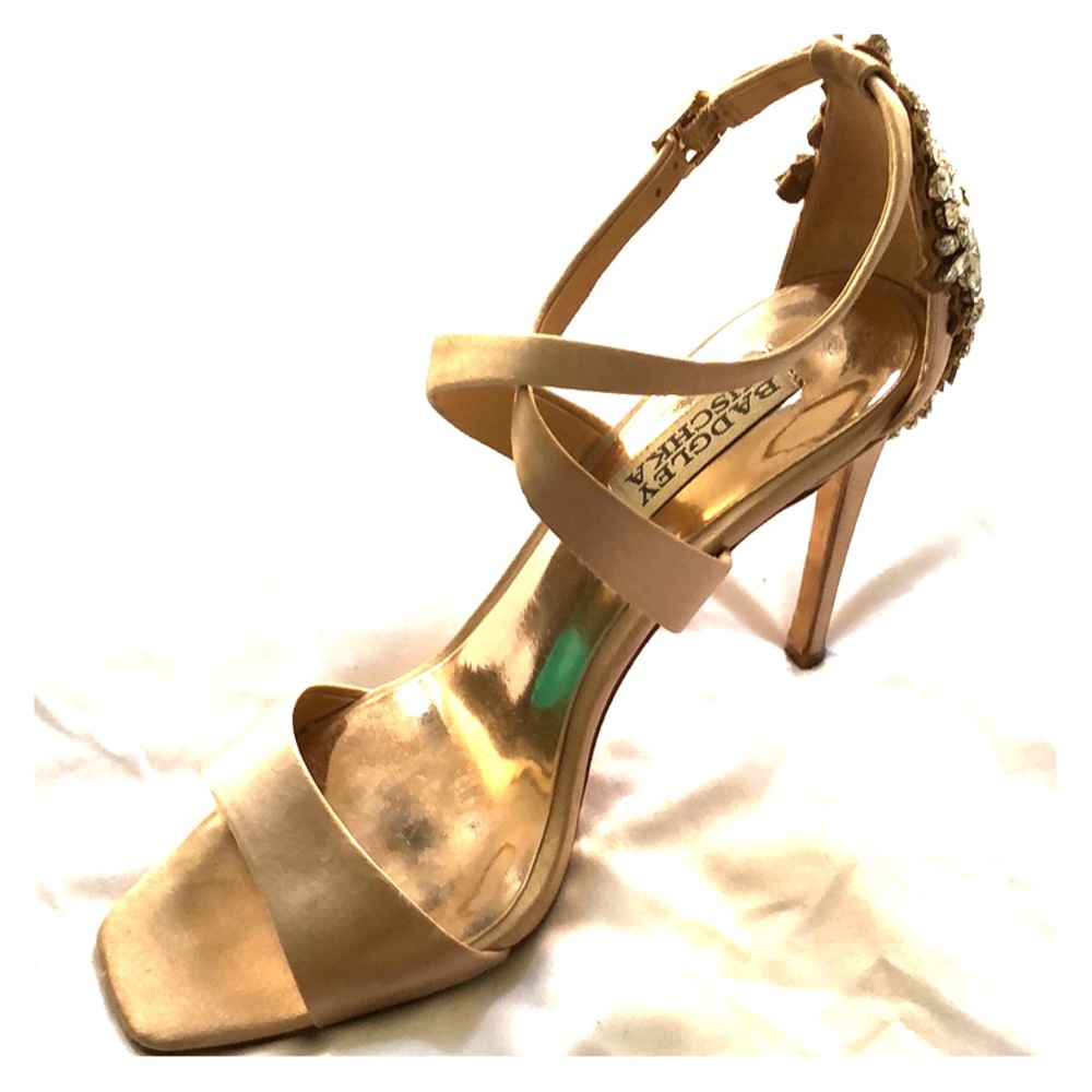 Blush strappy heels by Badgley Mischka